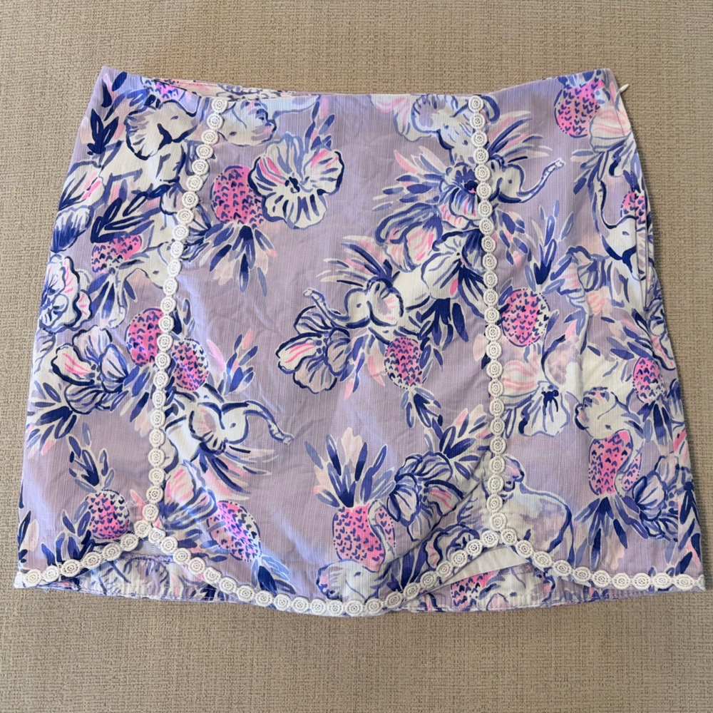 Lilly Pulitzer Patty Skort size 8 Lilac Elephant print women’s skirt
